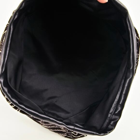 VTG Hat Evening Cocktail Cap Black & Gold Velvet Beret Dressy Formal Size XL - Picture 6 of 8